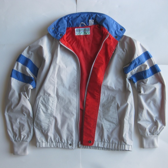 Vintage 90s hidden hood sleeve stripe coat - Picture 2 of 7